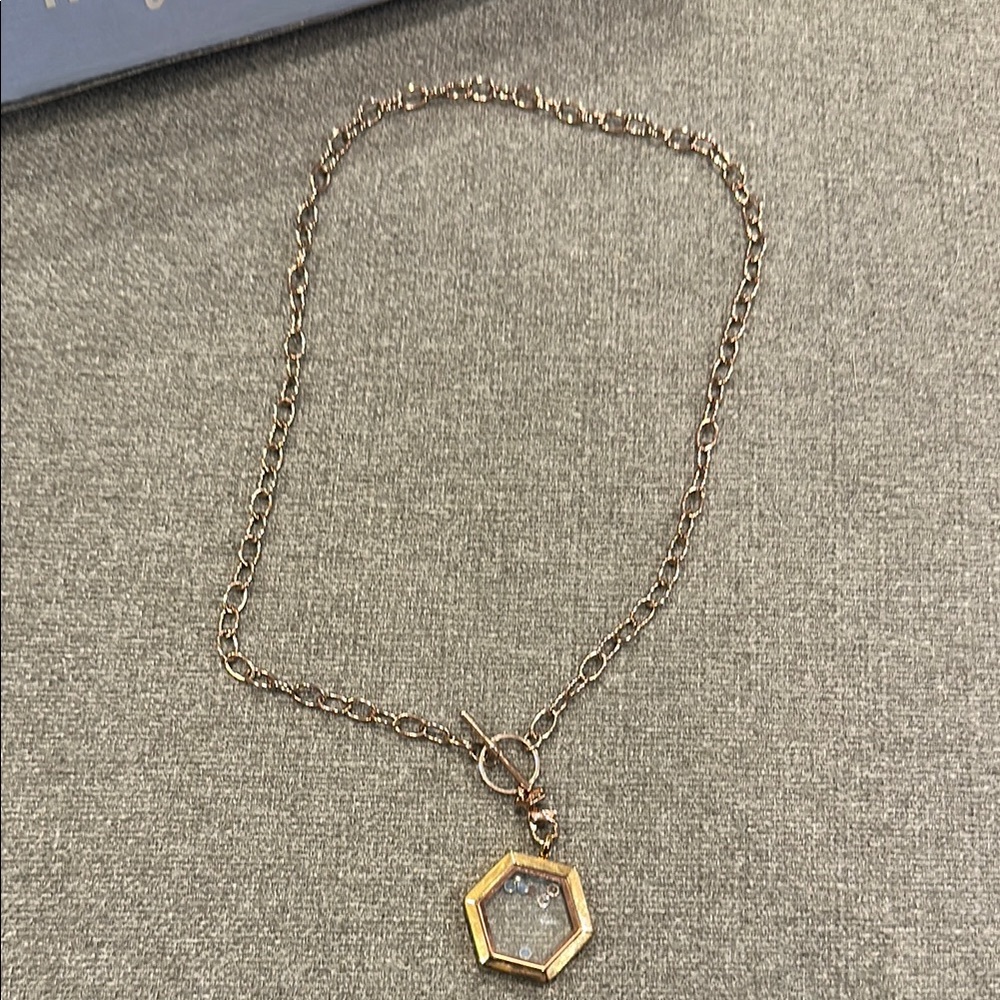 Origami Rose Gold hexagon locket with chain set